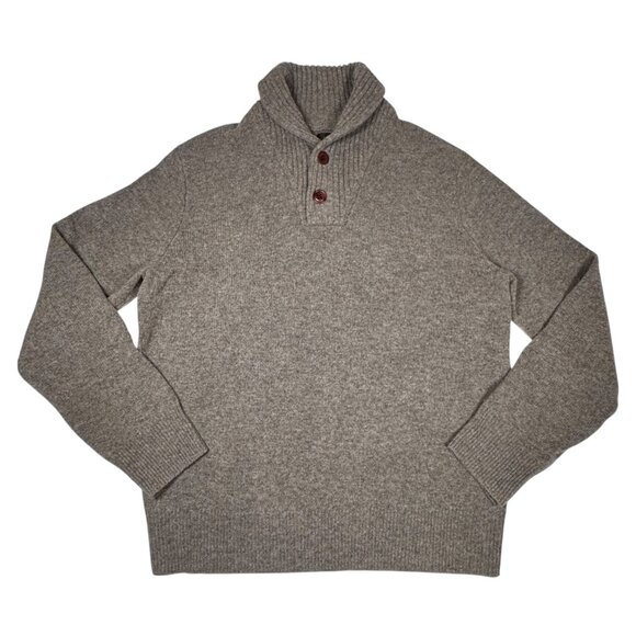 J. Crew 100% Lambswool Sweater Sz M Shawl Collar Light Brown Dad Academia Preppy - Picture 12 of 12